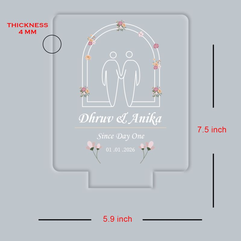 Personalized Couple Night Lamp Custom with Name & Date Bedside Table Lamp Couple Gift Anniversary, Wedding, Marriage, Valentine Day Multicolored Light (Design 1)